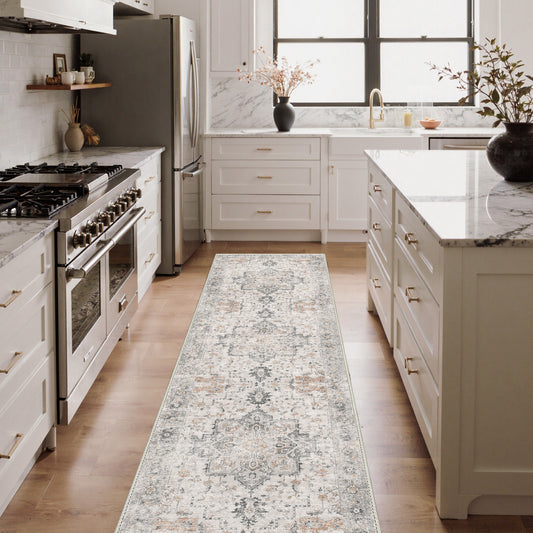 KUETH  Area Rugs for Living Room, Non Slip Machine Washable Retro Rugs, Ultra-thin Print Rug for Bedroom, Dining Room, Home Office.