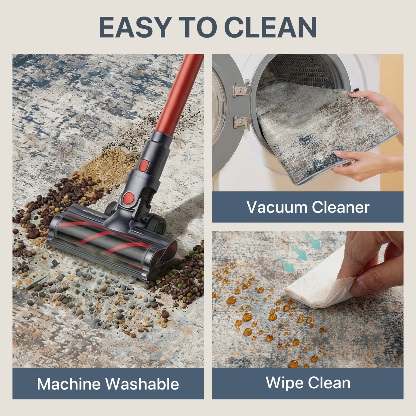 KUETH Kitchen Mats for Floor,Sets of 3 Non Slip Washable Abstract Kitchen Rugs 20"x32"+20"x48"+20"x59", Kitchen Runner Rug with Waterproof for Hallway, Laundry, Bathroon and Bedroom