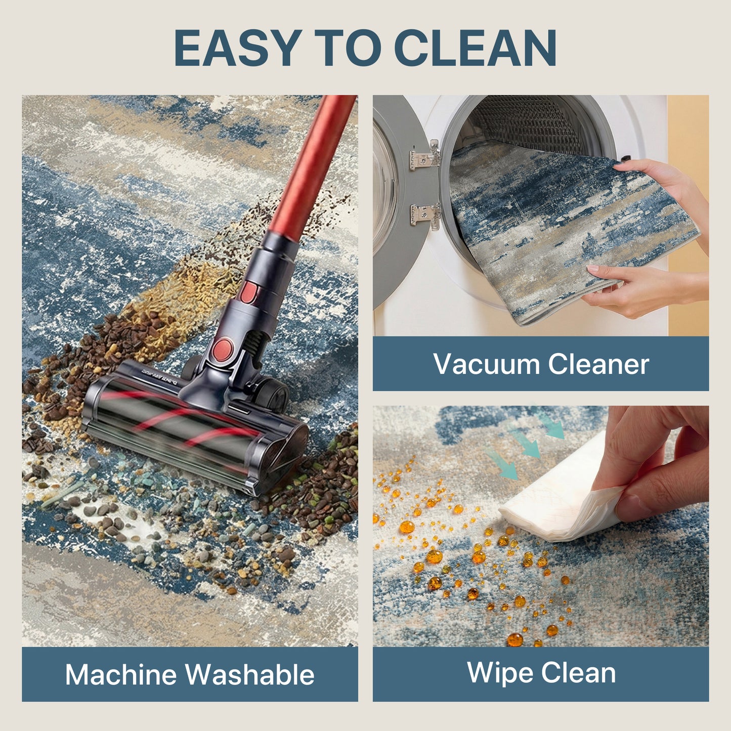 KUETH Kitchen Mats for Floor,Sets of 3 Non Slip Washable Abstract Kitchen Rugs 20"x32"+20"x48"+20"x59", Kitchen Runner Rug with Waterproof for Hallway, Laundry, Bathroon and Bedroom