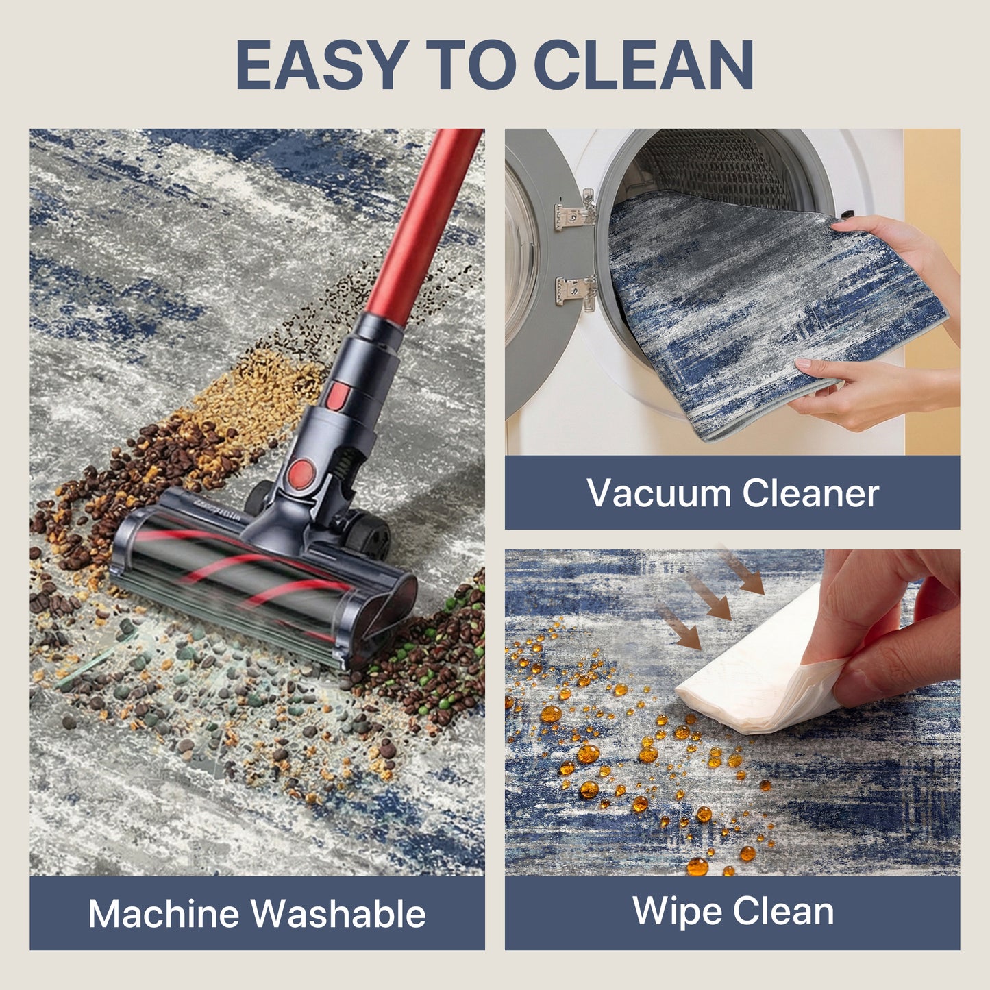KUETH Kitchen Mats for Floor,Sets of 3 Non Slip Washable Abstract Kitchen Rugs 20"x32"+20"x48"+20"x59", Kitchen Runner Rug with Waterproof for Hallway, Laundry, Bathroon and Bedroom