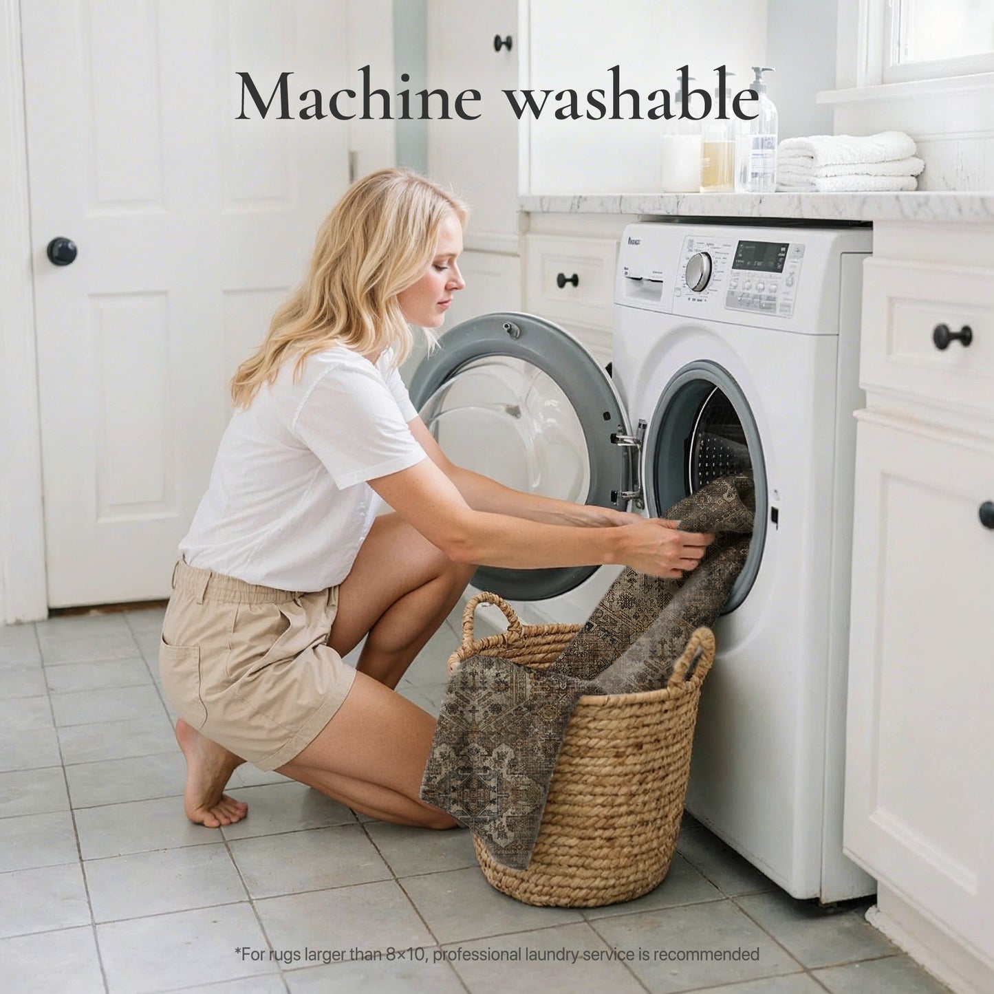 KUETH  Area Rugs Machine Washable Rugs for Living Room, Non Slip Throw Rug with Rubber Backing, Rug for Entryway、Bedroom、Kitchen、Floor and Dining Room