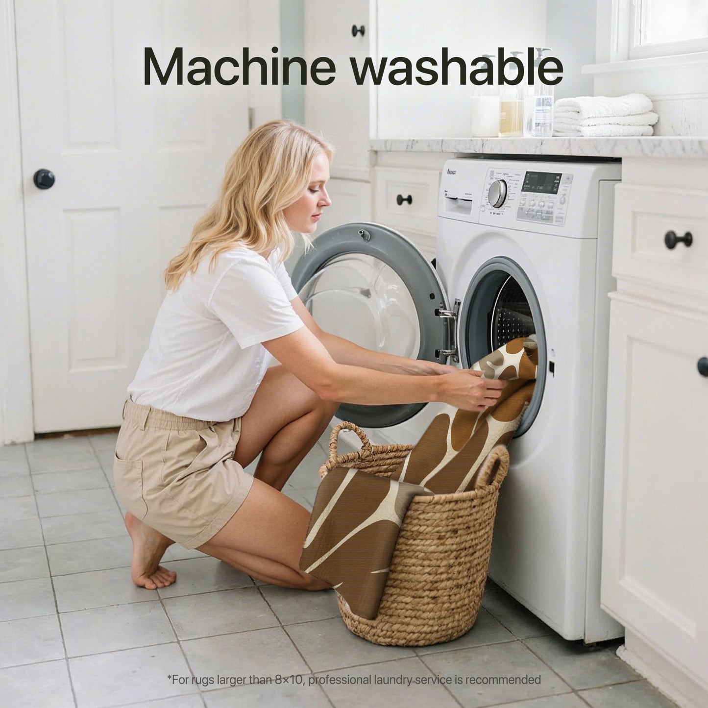 KUETH 3X5 Area Rugs Machine Washable Rugs for Living Room, Non Slip Throw Rug with Rubber Backing, Brown Rug for Entryway、Bedroom、Kitchen、Floor and Dining Room