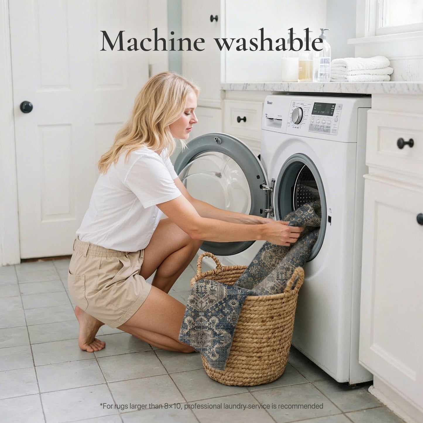 KUETH  Area Rugs Machine Washable Rugs for Living Room, Non Slip Throw Rug with Rubber Backing, Rug for Entryway、Bedroom、Kitchen、Floor and Dining Room