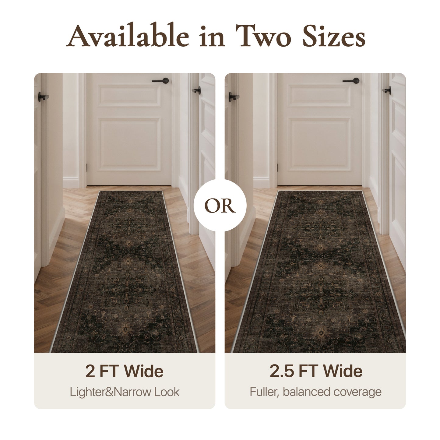 KUETH Modern 8x10 Area Rugs for Living Room, Non Slip Machine Washable Retro Rugs, Low Pile Chenille Print Rug for Bedroom, Dining Room, Home Office, Charcoal Brown