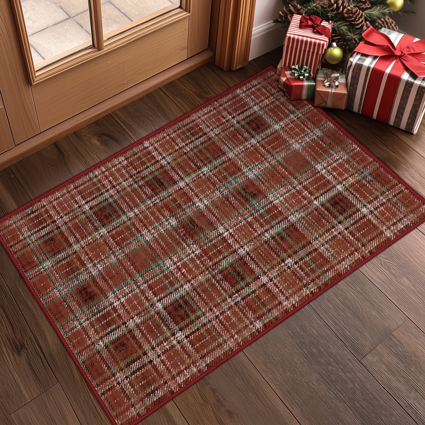 KUETH Christmas Area Rug 2×3 Indoor Kitchen, Christmas Rugs for Living Room,Machine Washable Rug,Printed Holiday Decor, Non-Slip Rug, Bedroom, Dinning Room