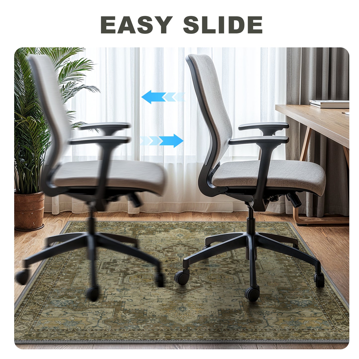 KUETH Protective Flooring Office Chair Mat for Hardwood Floor and Tile Floor, Heavy Duty Desk Chair Mat for Carpets, Anti Slip Office Floor Mats for Rolling Chairs, Low Pile Under Desk Rug