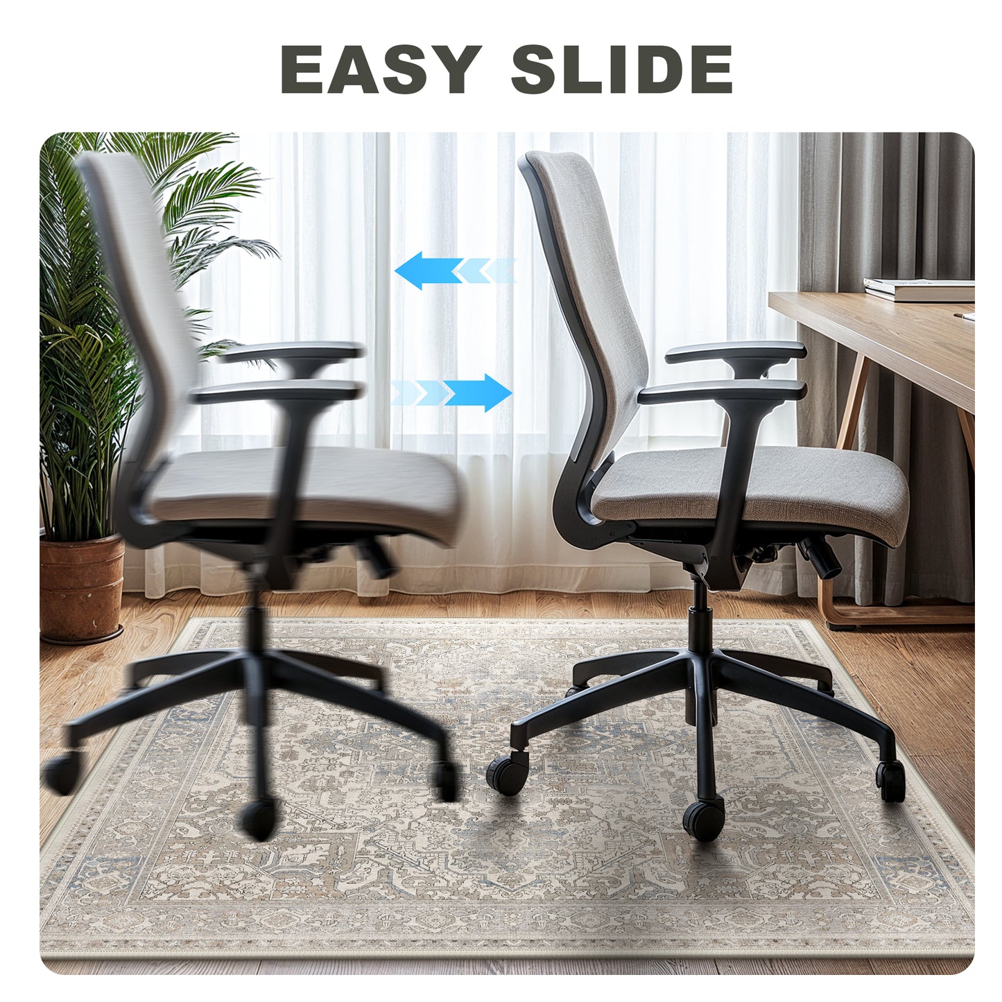 KUETH Protective Flooring Office Chair Mat for Hardwood Floor and Tile Floor, Heavy Duty Desk Chair Mat for Carpets, Anti Slip Office Floor Mats for Rolling Chairs, Low Pile Under Desk Rug