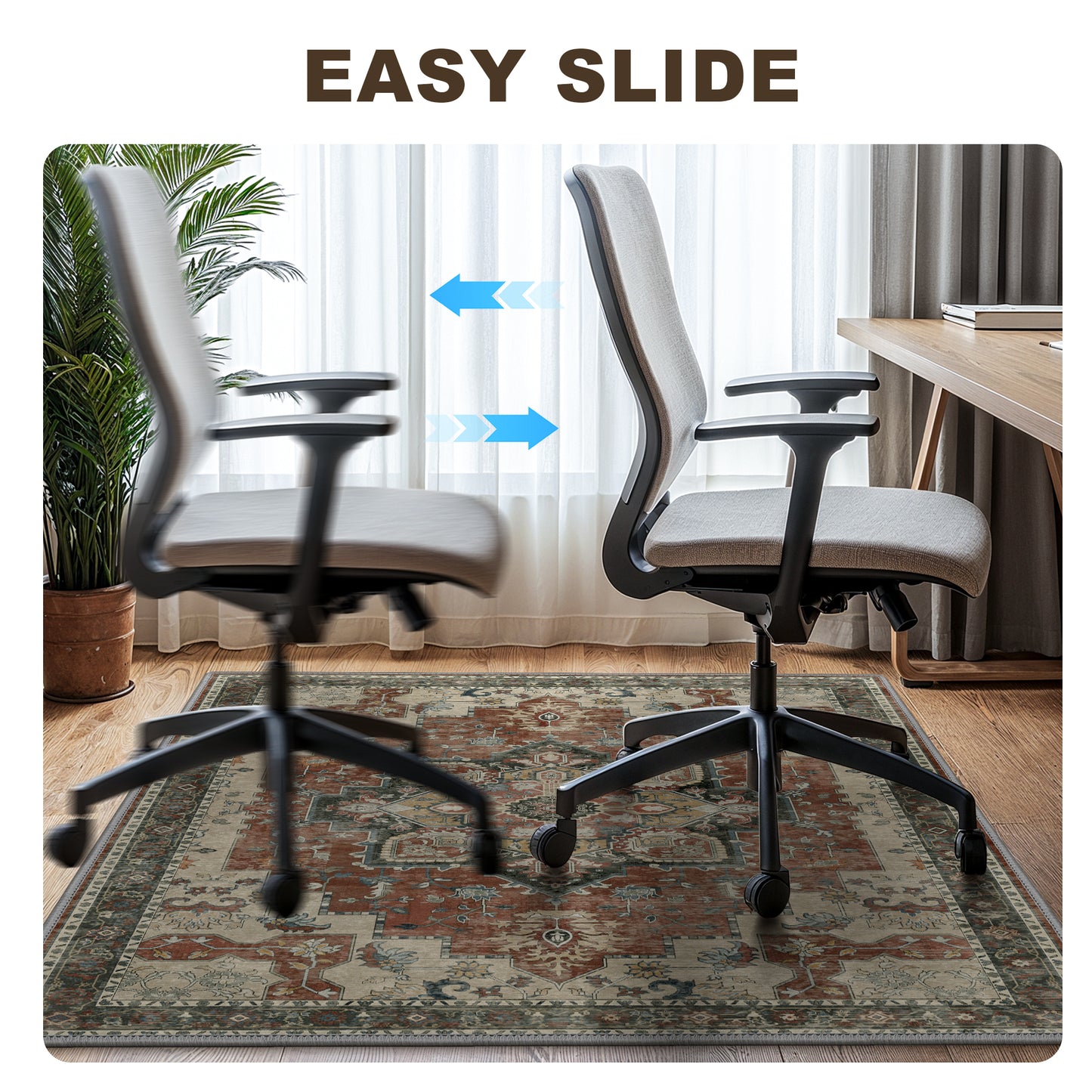 KUETH Protective Flooring Office Chair Mat for Hardwood Floor and Tile Floor, Heavy Duty Desk Chair Mat for Carpets, Anti Slip Office Floor Mats for Rolling Chairs, Low Pile Under Desk Rug