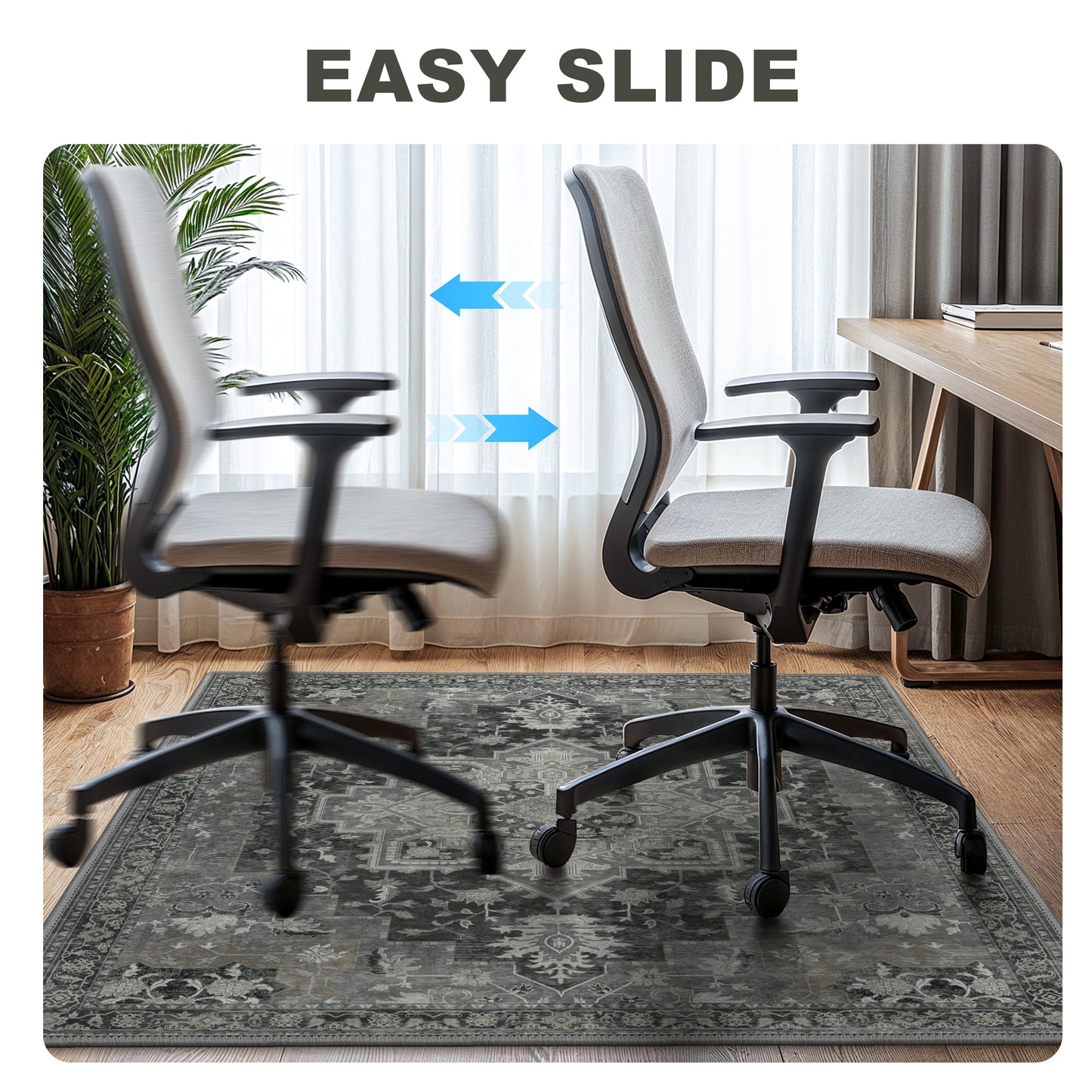 KUETH Protective Flooring Office Chair Mat for Hardwood Floor and Tile Floor, Heavy Duty Desk Chair Mat for Carpets, Anti Slip Office Floor Mats for Rolling Chairs, Low Pile Under Desk Rug