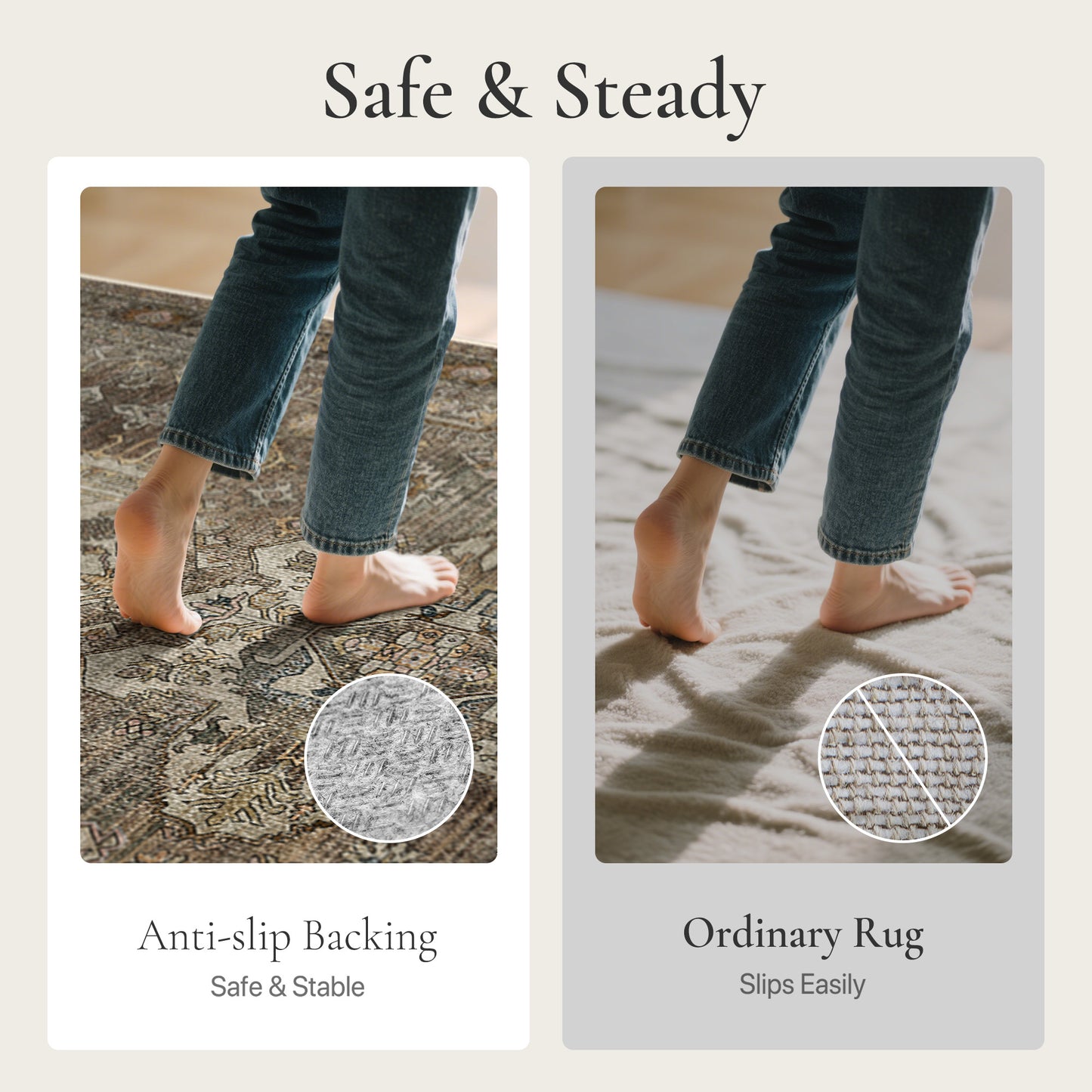 KUETH  Area Rugs Machine Washable Rugs for Living Room, Non Slip Throw Rug with Rubber Backing, Rug for Entryway、Bedroom、Kitchen、Floor and Dining Room