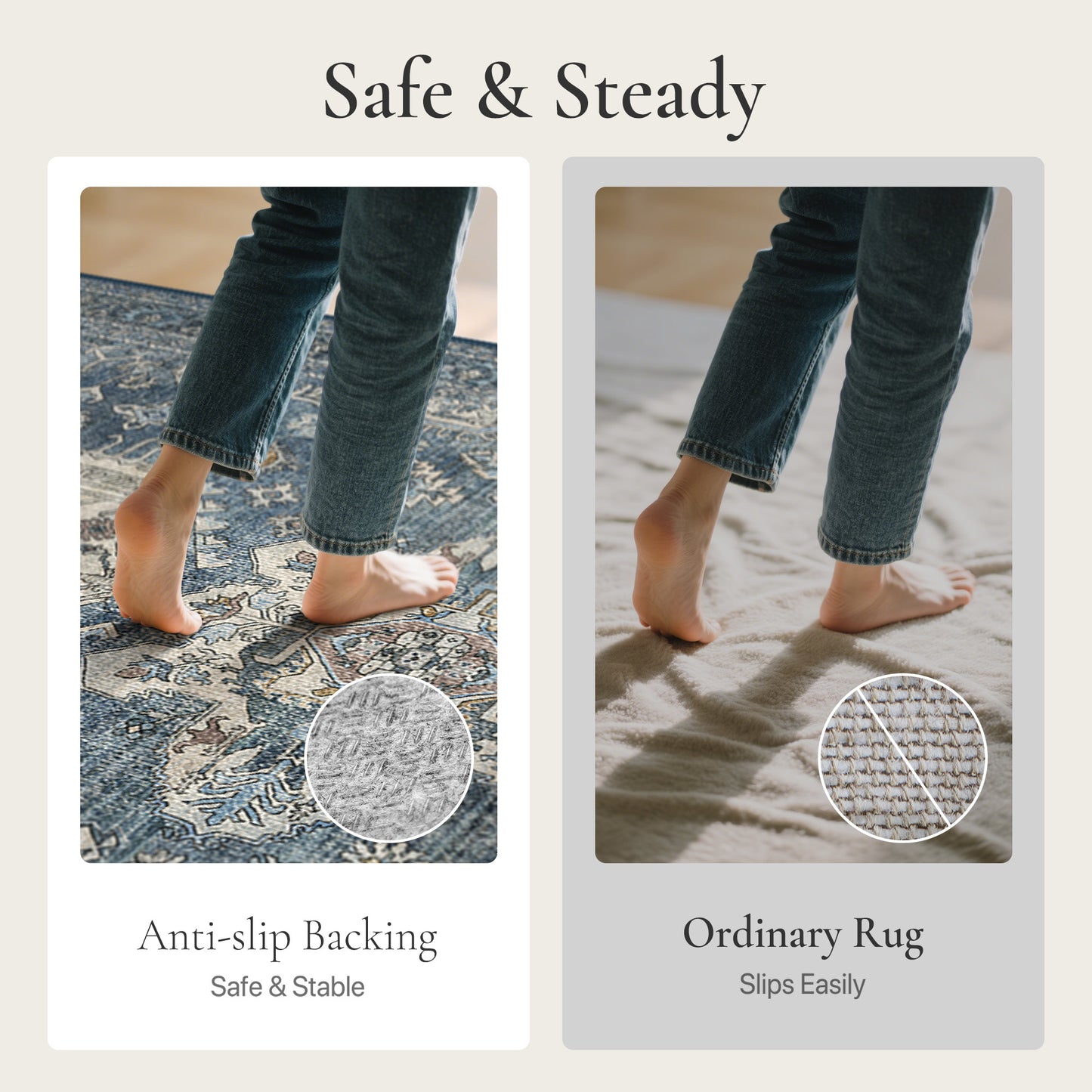 KUETH  Area Rugs Machine Washable Rugs for Living Room, Non Slip Throw Rug with Rubber Backing, Rug for Entryway、Bedroom、Kitchen、Floor and Dining Room