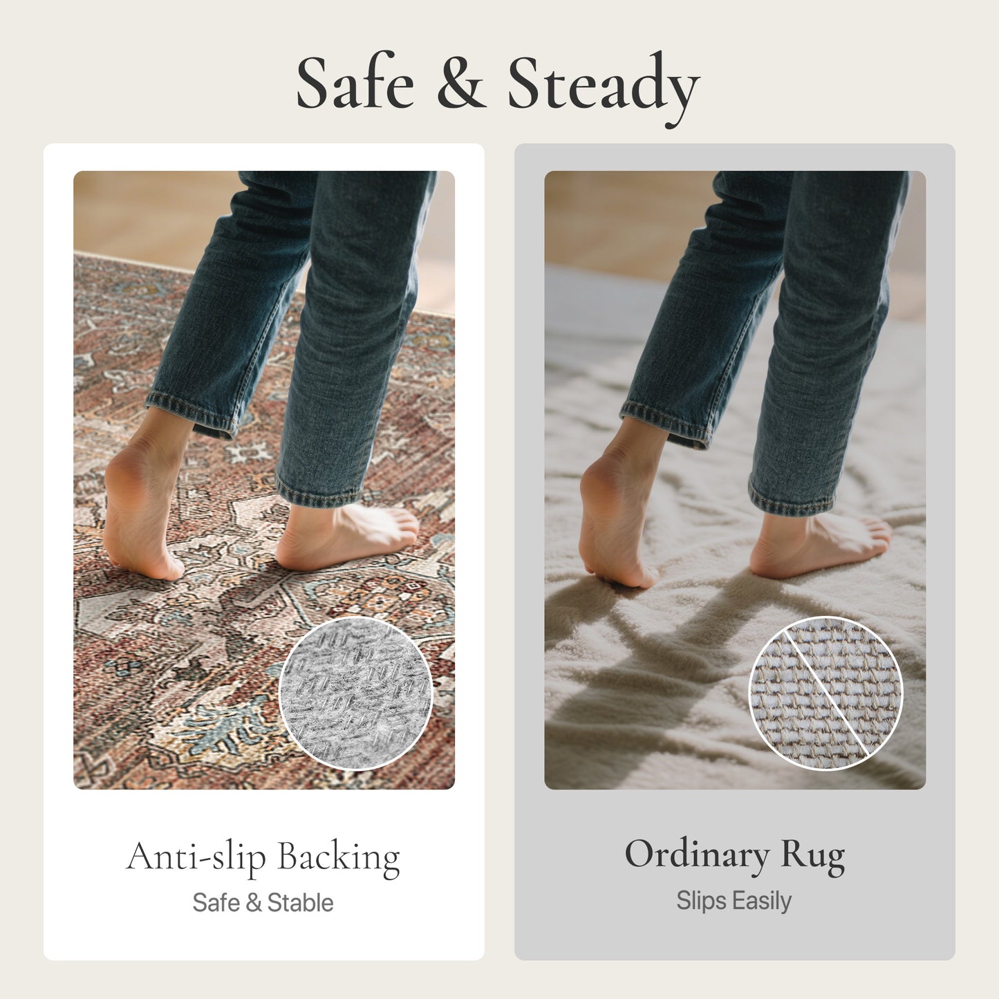 KUETH  Area Rugs Machine Washable Rugs for Living Room, Non Slip Throw Rug with Rubber Backing, Rug for Entryway、Bedroom、Kitchen、Floor and Dining Room