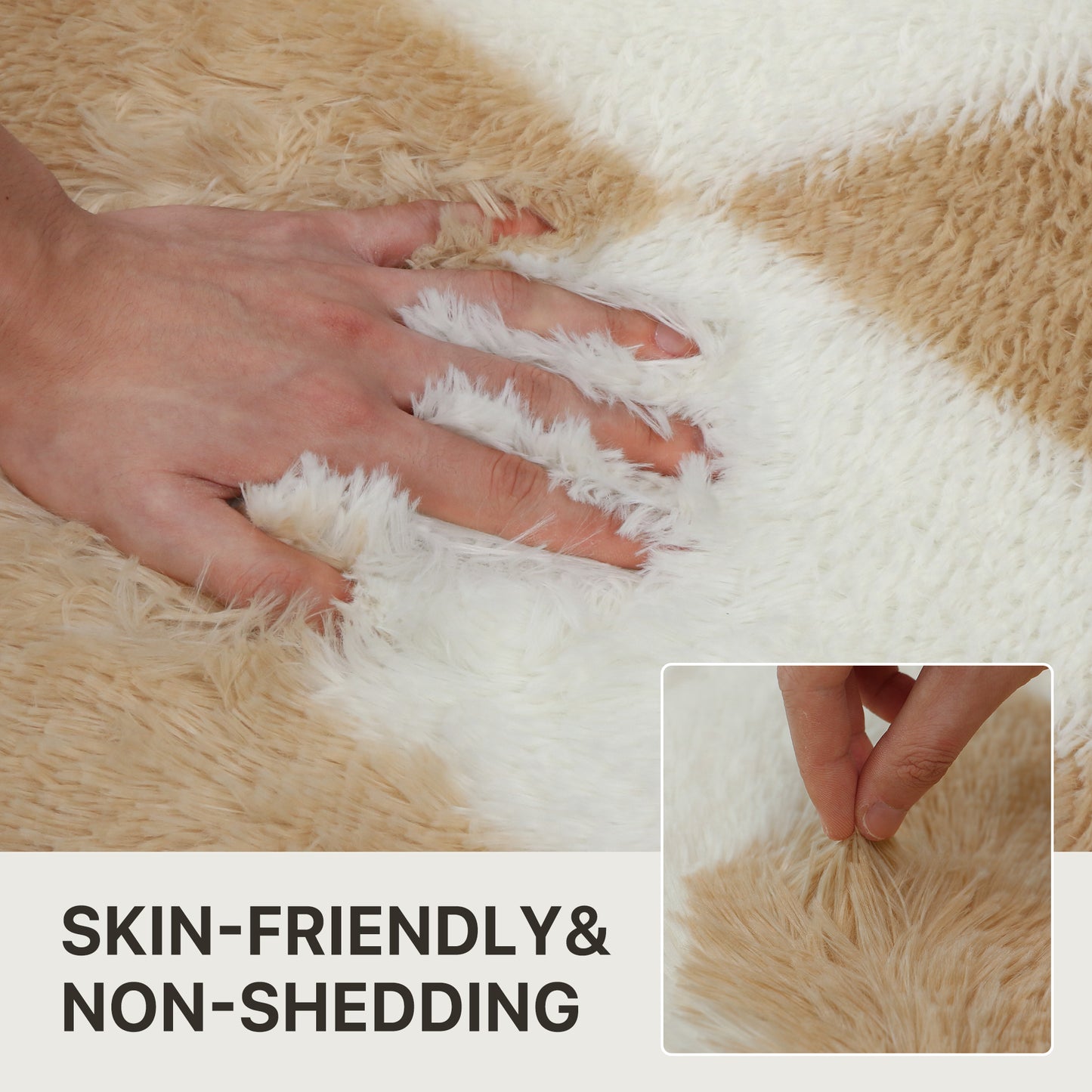 KUETH 5'x7' Fluffy Shag Washable Area Rug for Living Room Modern Geometric