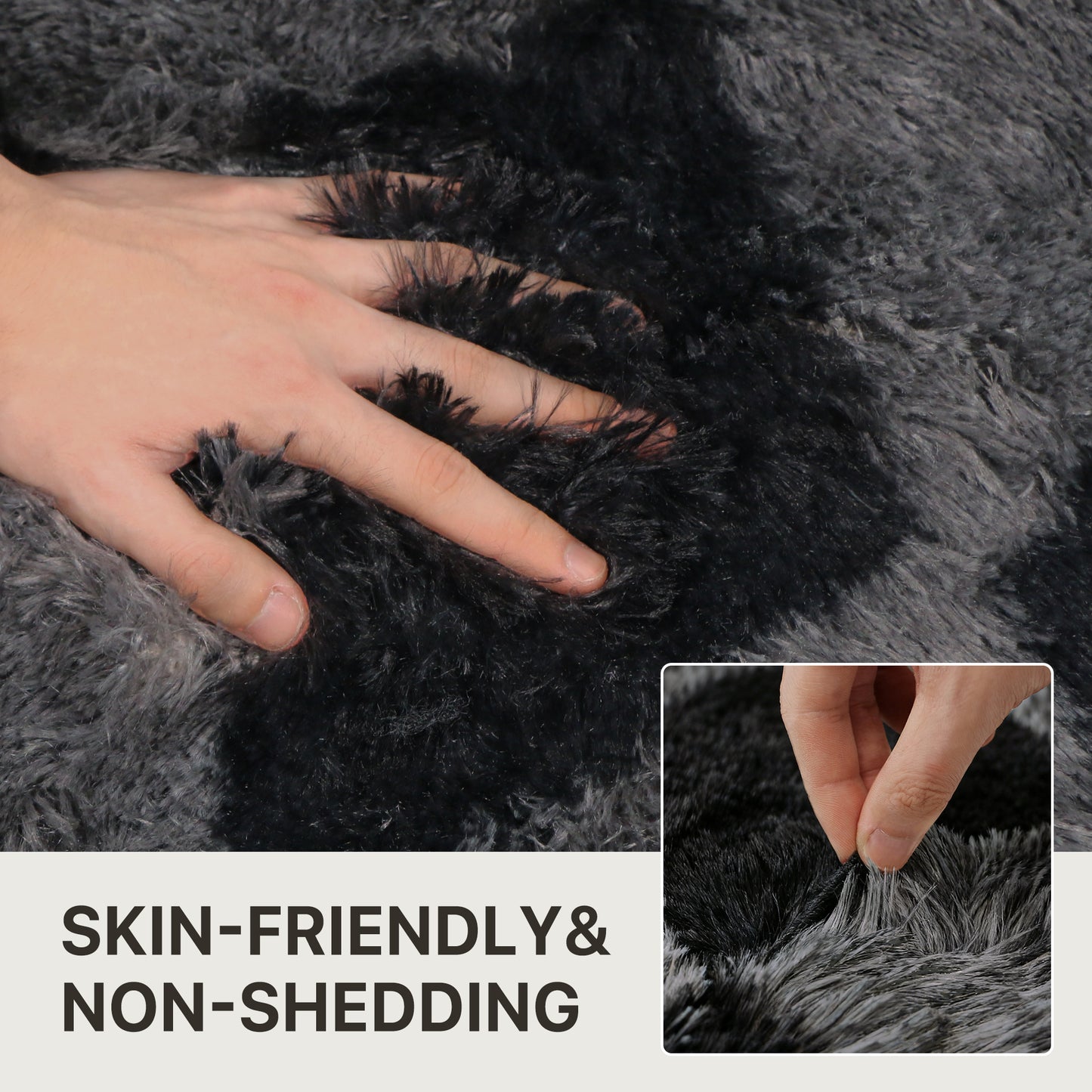 KUETH 8'x10' Fluffy Shag Washable Area Rug for Living Room Modern Geometric