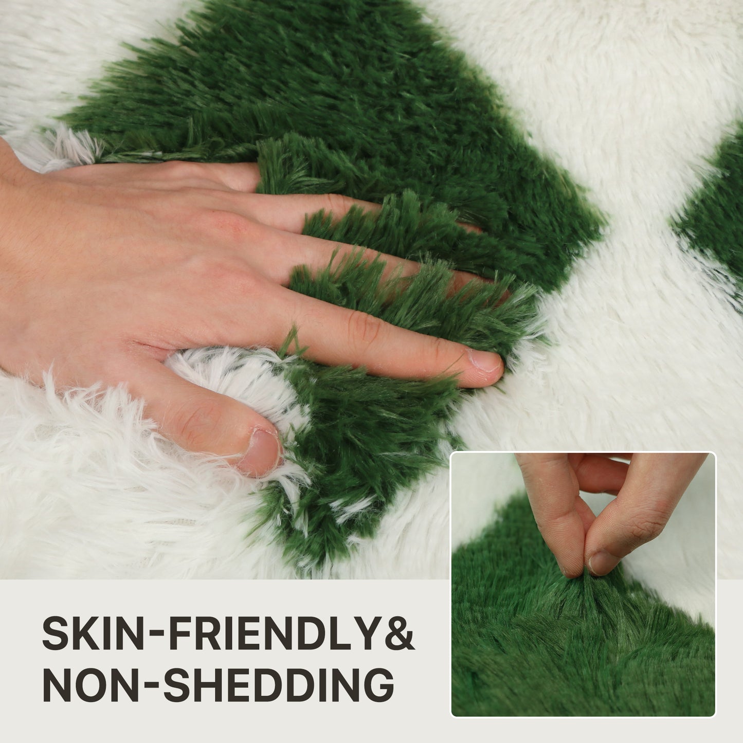 KUETH 8'x10' Fluffy Shag Washable Area Rug for Living Room Modern Geometric