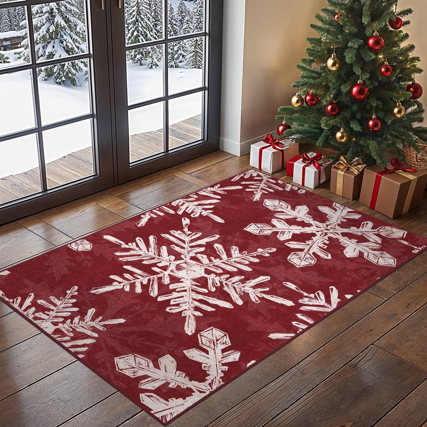 KUETH Christmas Runner Rugs 2x3 Machine Washable Non Slip Red Rugs for Kitchen,doorways and Hallway Decor