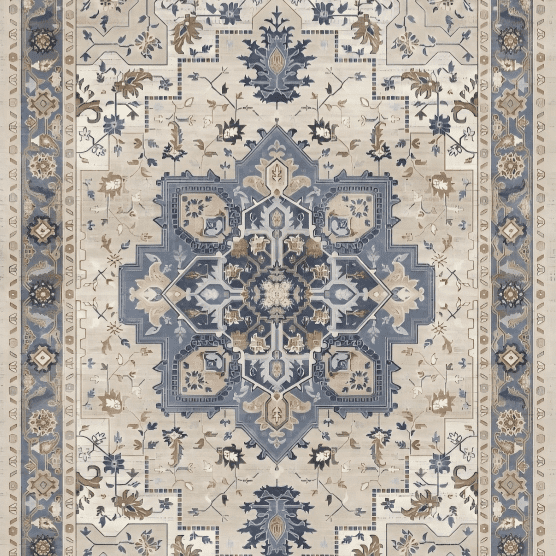 KUETH Modern 8x10 Area Rugs for Living Room, Non Slip Machine Washable Retro Rugs, Low Pile Chenille Print Rug for Bedroom, Dining Room, Home Office