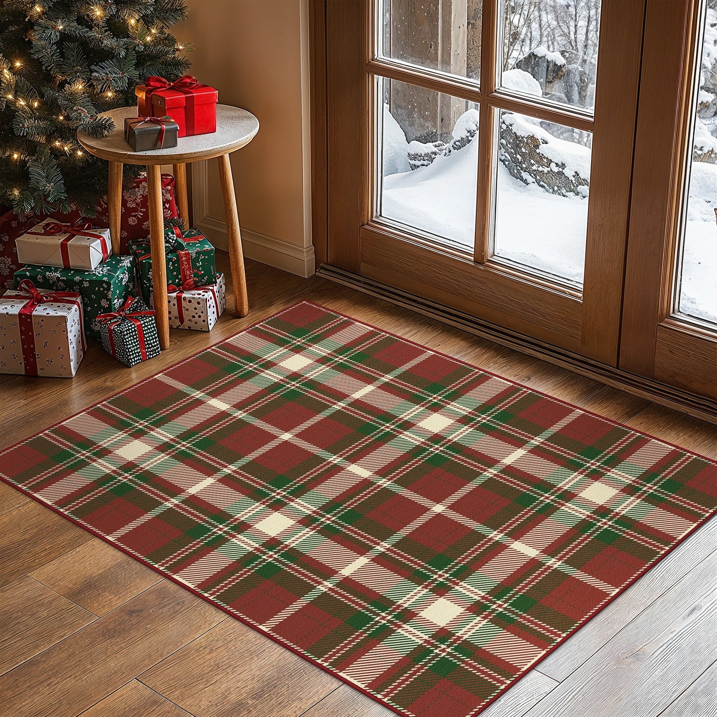 KUETH Christmas Area Rug 2×3 for Kitchen Indoor, Machine Washable Rug, Christmas Rugs for Living room，Printed Holiday Decor, Non-Slip Rug, Bedroom, Kitchen, Dinning Room