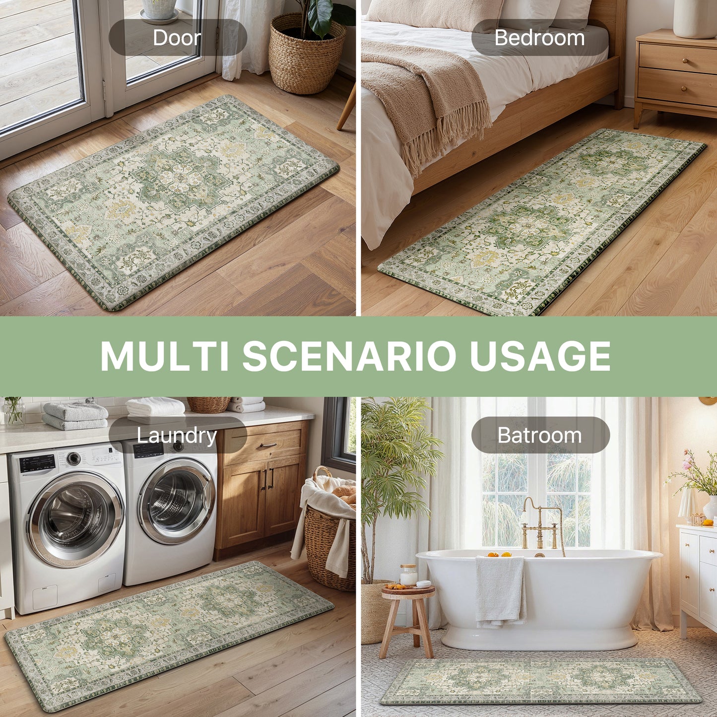 KUETH Kitchen Mats for Floor, Kitchen Rug with Anti Fatigue, Non Slip Washable Kitchen Rug, Set of 2 Kitchen Mat 17"x47"+17"x30", Runner Rug with Waterproof for Bathroon and Bedroom