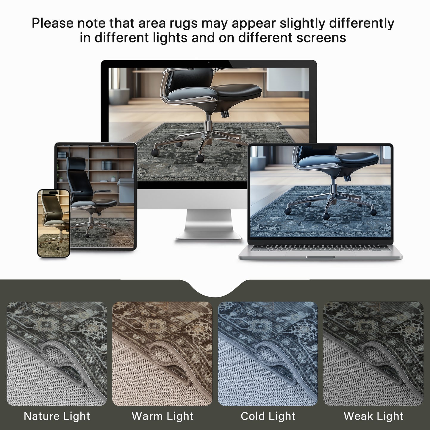 KUETH Protective Flooring Office Chair Mat for Hardwood Floor and Tile Floor, Heavy Duty Desk Chair Mat for Carpets, Anti Slip Office Floor Mats for Rolling Chairs, Low Pile Under Desk Rug