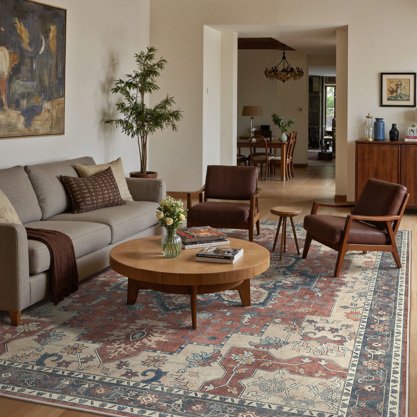 KUETH  Area Rugs Machine Washable Rugs for Living Room, Non Slip Throw Rug with Rubber Backing, Rug for Entryway、Bedroom、Kitchen、Floor and Dining Room