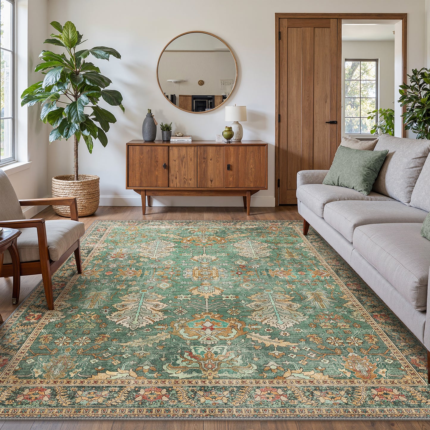 KUETH  Area Rugs Machine Washable Rugs for Living Room, Non Slip Throw Rug with Rubber Backing, Rug for Entryway、Bedroom、Kitchen、Floor and Dining Room