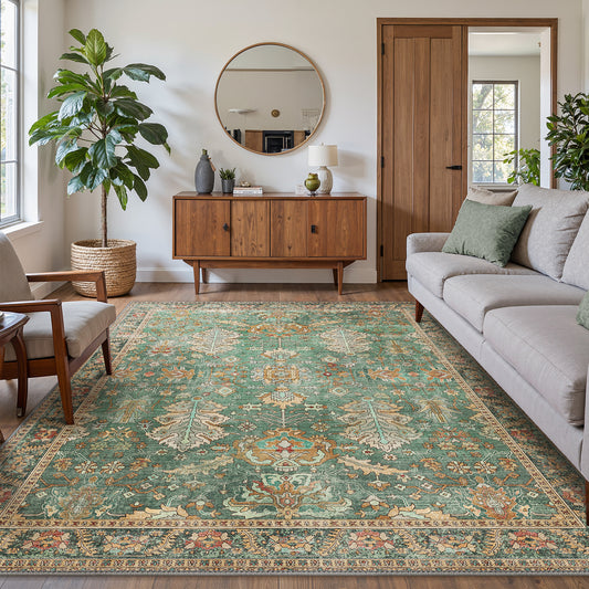 KUETH  Area Rugs Machine Washable Rugs for Living Room, Non Slip Throw Rug with Rubber Backing, Rug for Entryway、Bedroom、Kitchen、Floor and Dining Room
