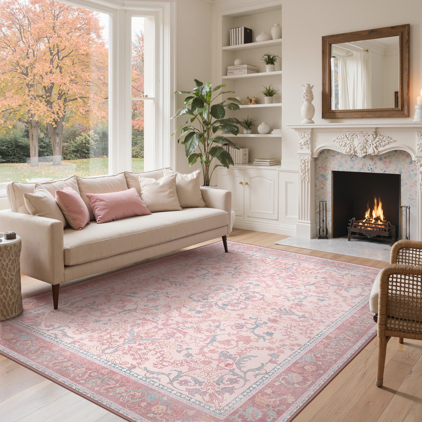 KUETH 5X7 Area Rugs Machine Washable Rugs for Living Room, Non Slip Throw Rug with Rubber Backing, Rug for Entryway、Bedroom、Kitchen、Floor and Dining Room