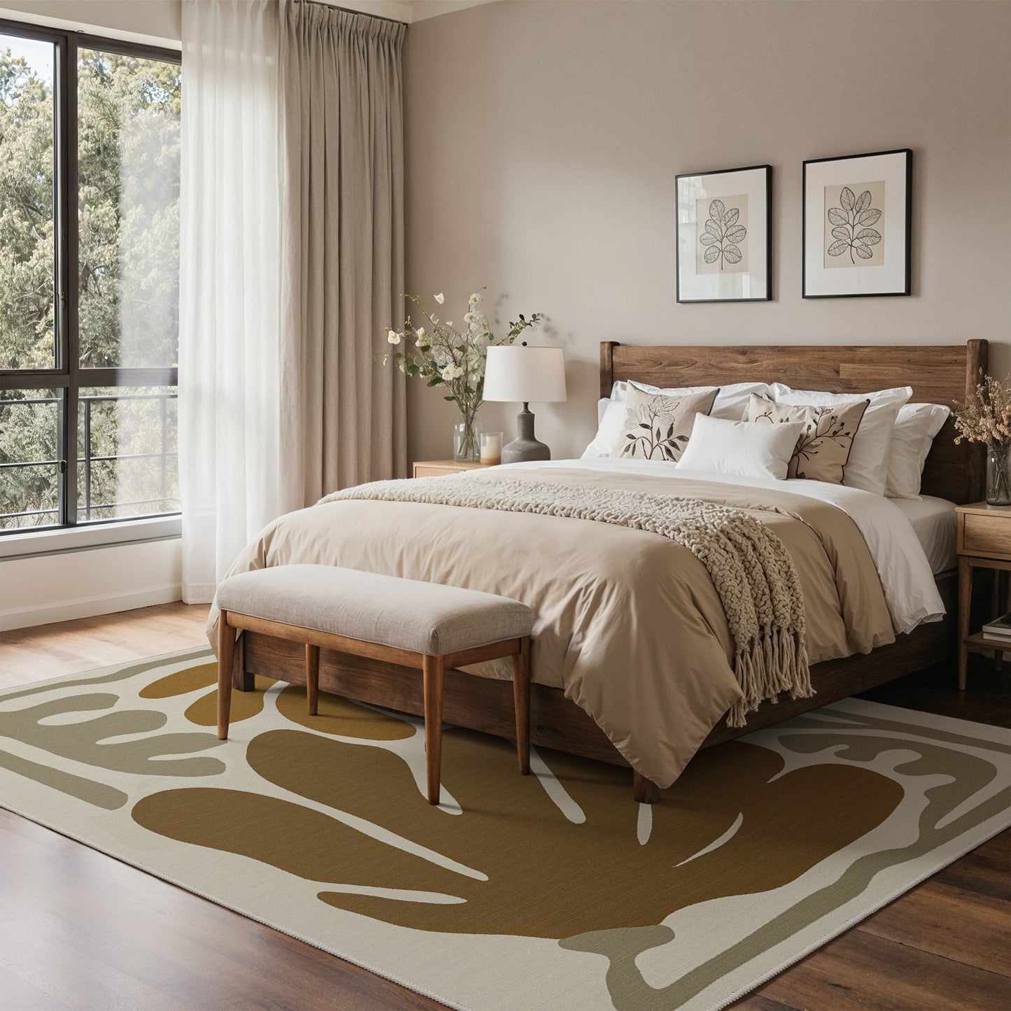KUETH 8X10 Area Rugs Machine Washable Rugs for Living Room, Non Slip Throw Rug with Rubber Backing, Brown Rug for Entryway、Bedroom、Kitchen、Floor and Dining Room