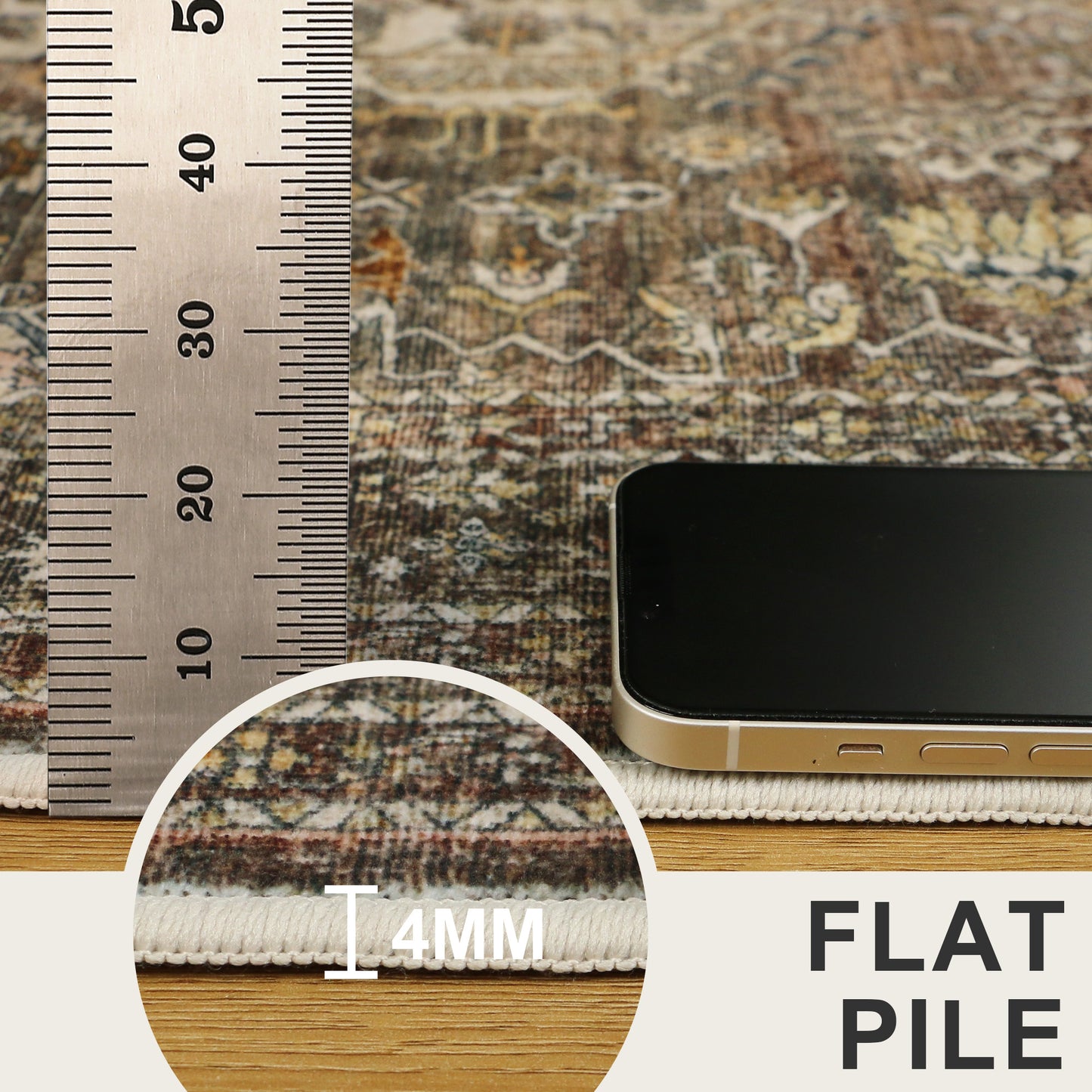 KUETH Modern 8x10 Area Rugs for Living Room, Non Slip Machine Washable Retro Rugs, Low Pile Chenille Print Rug for Bedroom, Dining Room, Home Office