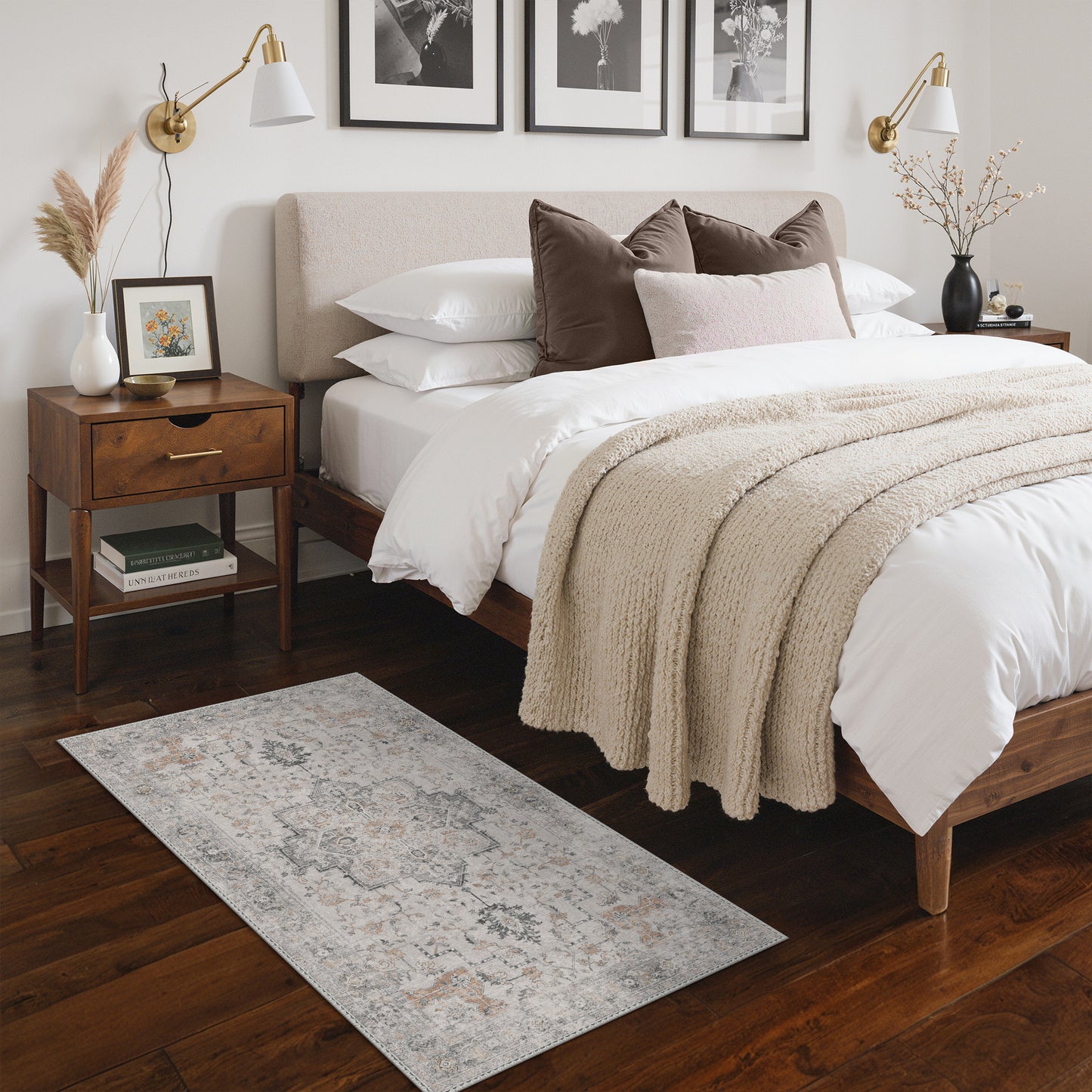 KUETH  Area Rugs for Living Room, Non Slip Machine Washable Retro Rugs, Ultra-thin Print Rug for Bedroom, Dining Room, Home Office.