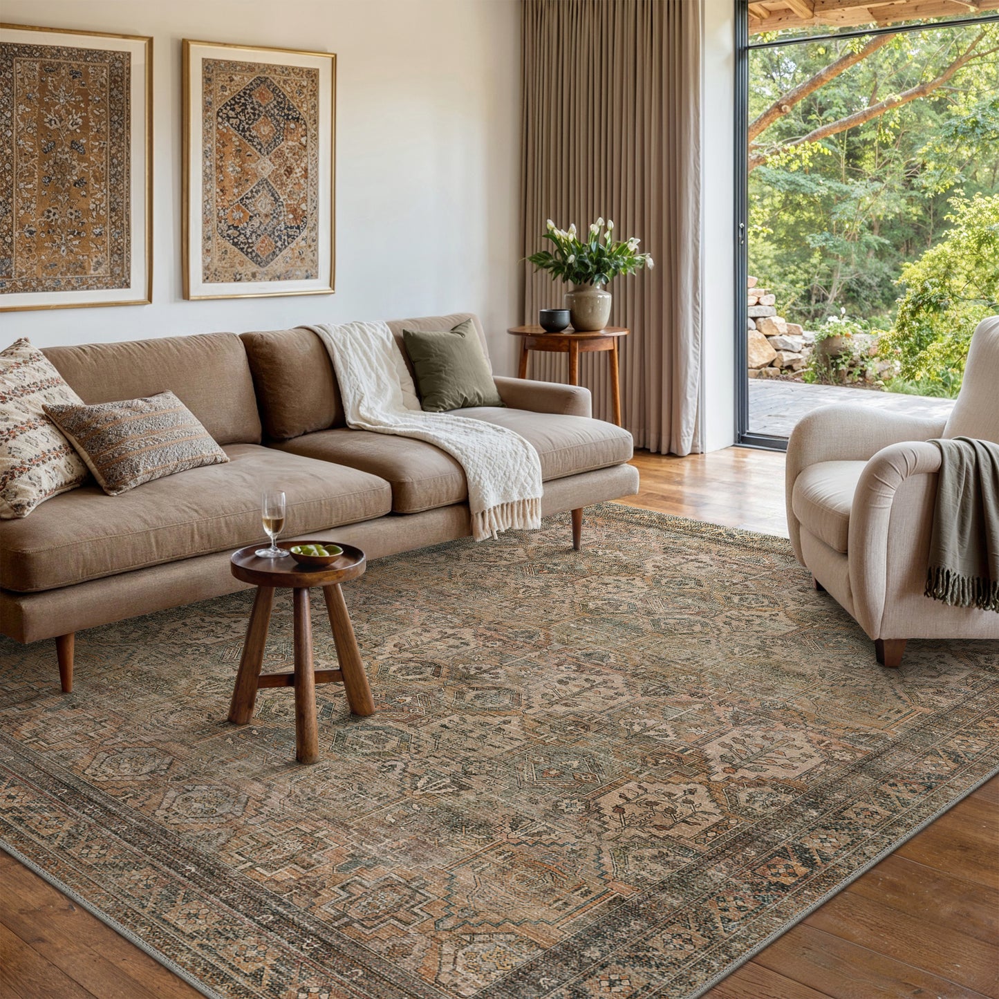 Fayanna Oriental Machine Washable Non-Slip Backing Area Rug