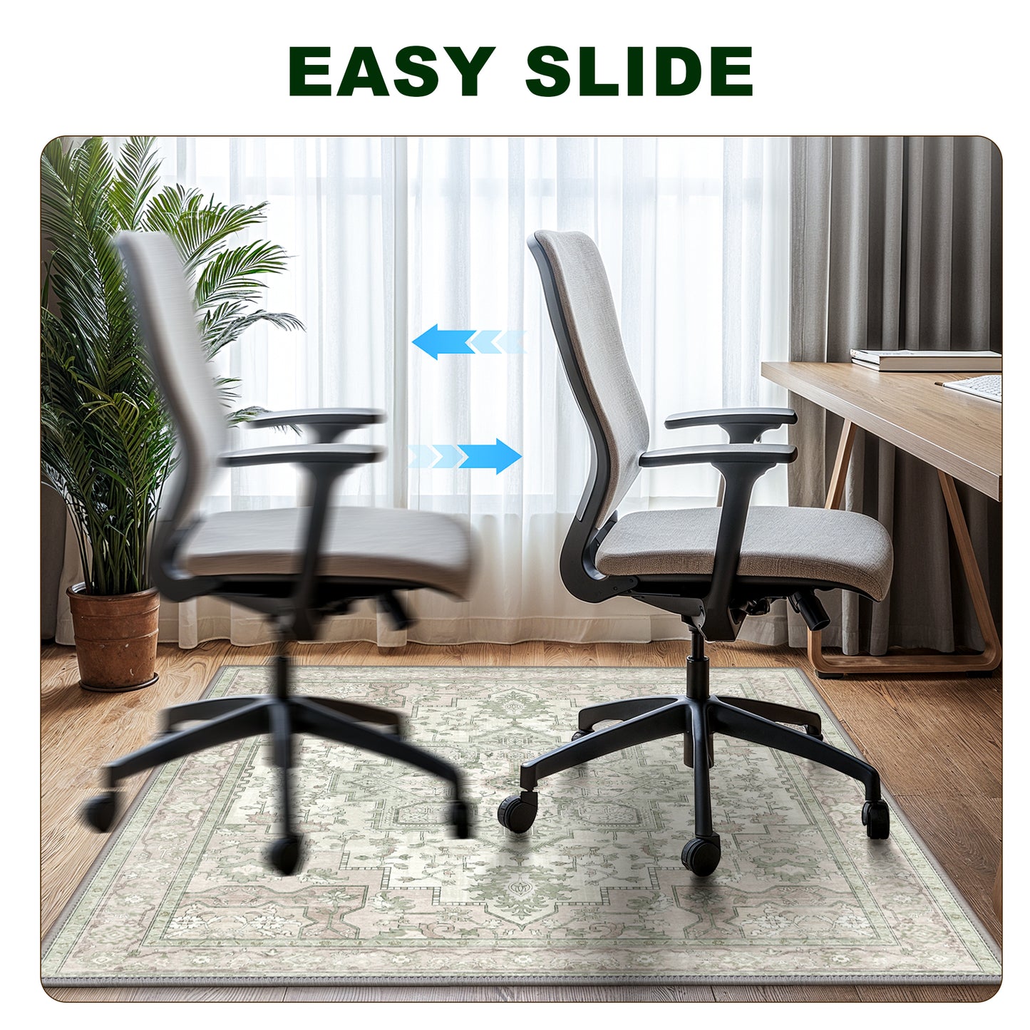 KUETH Protective Flooring Office Chair Mat for Hardwood Floor and Tile Floor, Heavy Duty Desk Chair Mat for Carpets, Anti Slip Office Floor Mats for Rolling Chairs, Low Pile Under Desk Rug