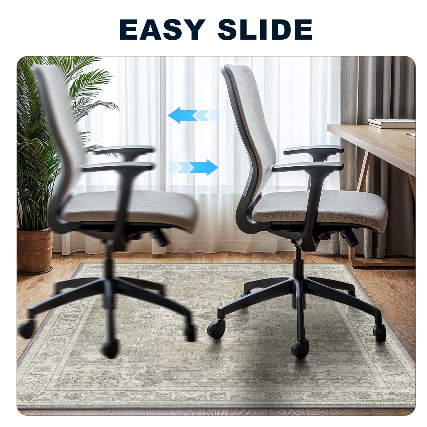KUETH Protective Flooring Office Chair Mat for Hardwood Floor and Tile Floor, Heavy Duty Desk Chair Mat for Carpets, Anti Slip Office Floor Mats for Rolling Chairs, Low Pile Under Desk Rug
