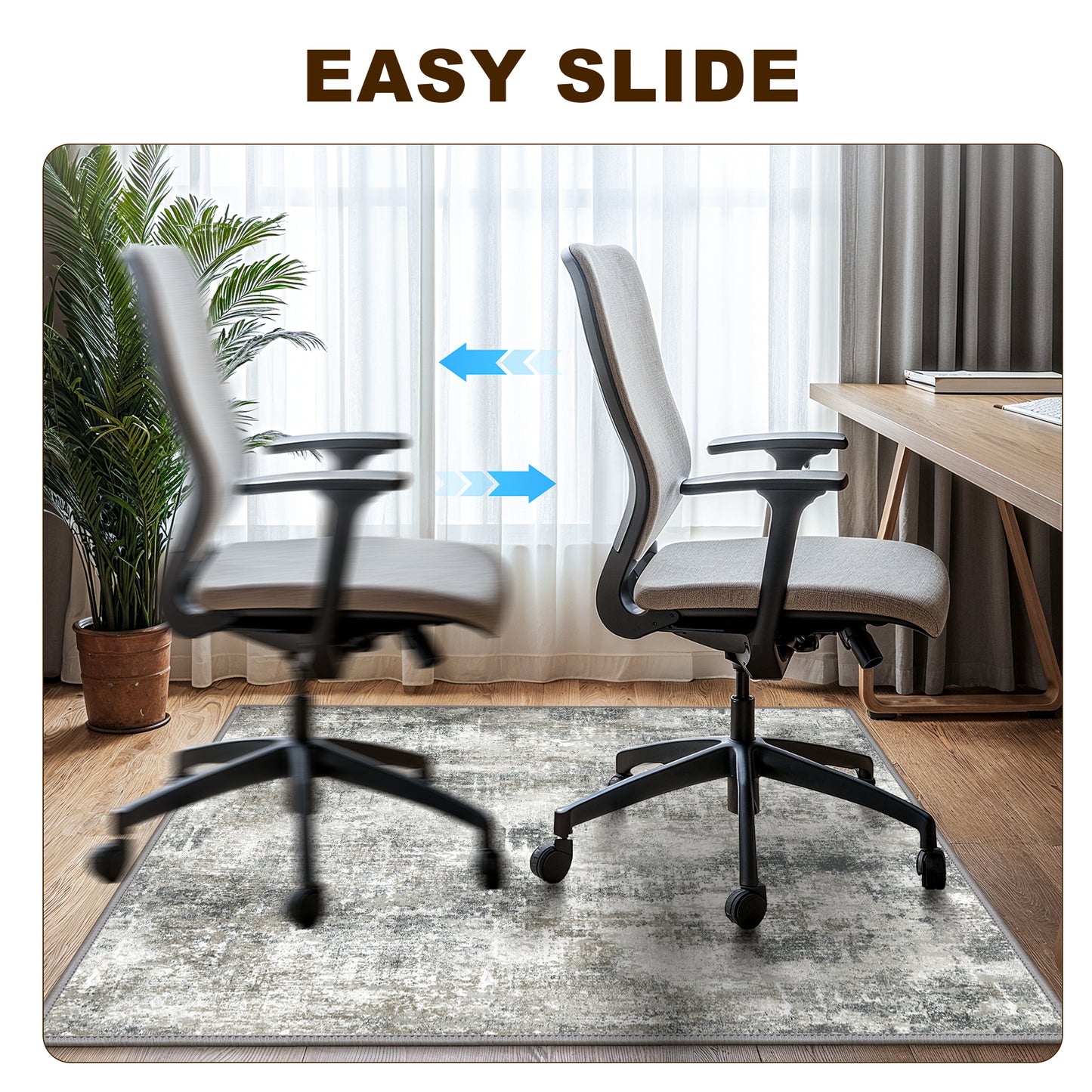 KUETH Protective Flooring Office Chair Mat for Hardwood Floor and Tile Floor, Heavy Duty Desk Chair Mat for Carpets, Anti Slip Office Floor Mats for Rolling Chairs, Low Pile Under Desk Rug