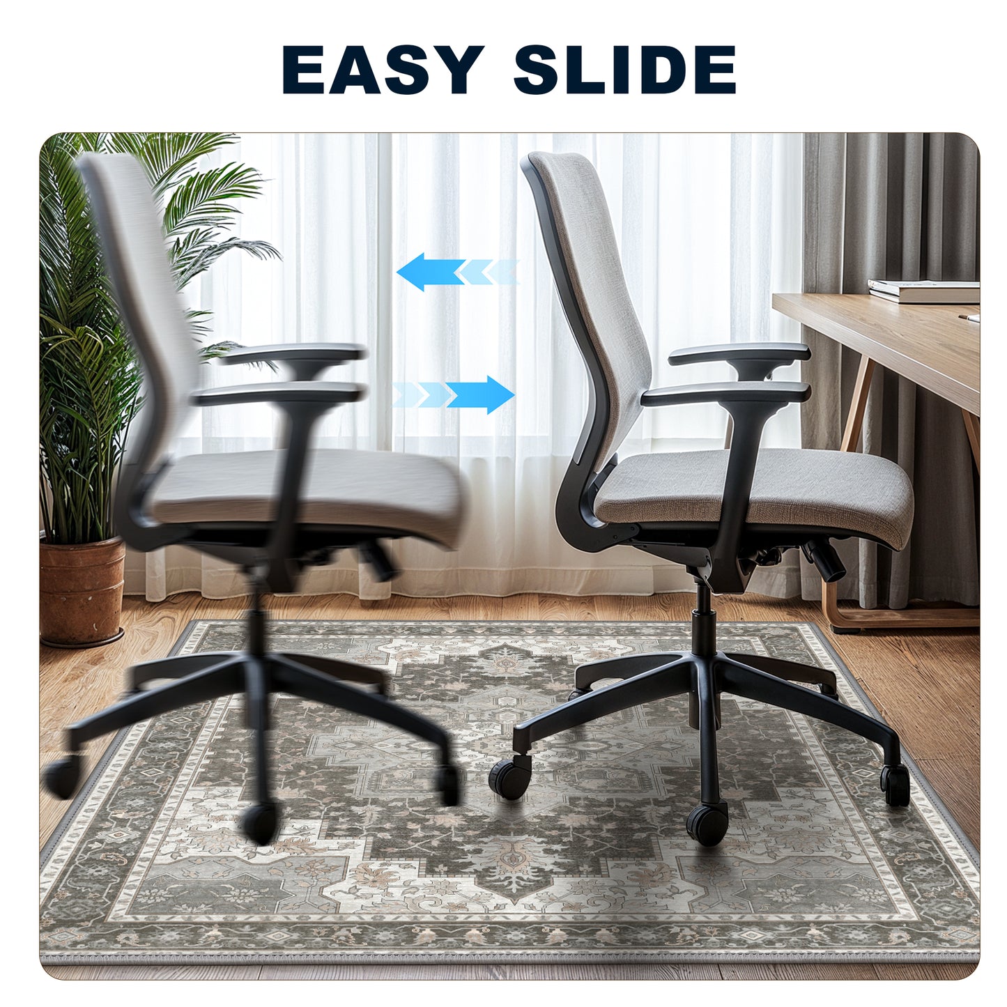 KUETH Protective Flooring Office Chair Mat for Hardwood Floor and Tile Floor, Heavy Duty Desk Chair Mat for Carpets, Anti Slip Office Floor Mats for Rolling Chairs, Low Pile Under Desk Rug