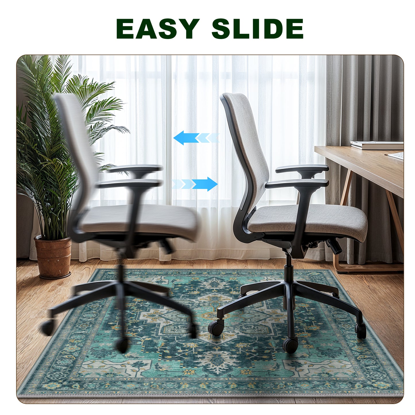 KUETH Protective Flooring Office Chair Mat for Hardwood Floor and Tile Floor, Heavy Duty Desk Chair Mat for Carpets, Anti Slip Office Floor Mats for Rolling Chairs, Low Pile Under Desk Rug