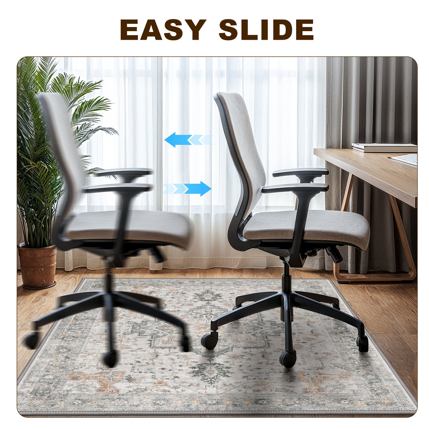 KUETH Protective Flooring Office Chair Mat for Hardwood Floor and Tile Floor, Heavy Duty Desk Chair Mat for Carpets, Anti Slip Office Floor Mats for Rolling Chairs, Low Pile Under Desk Rug