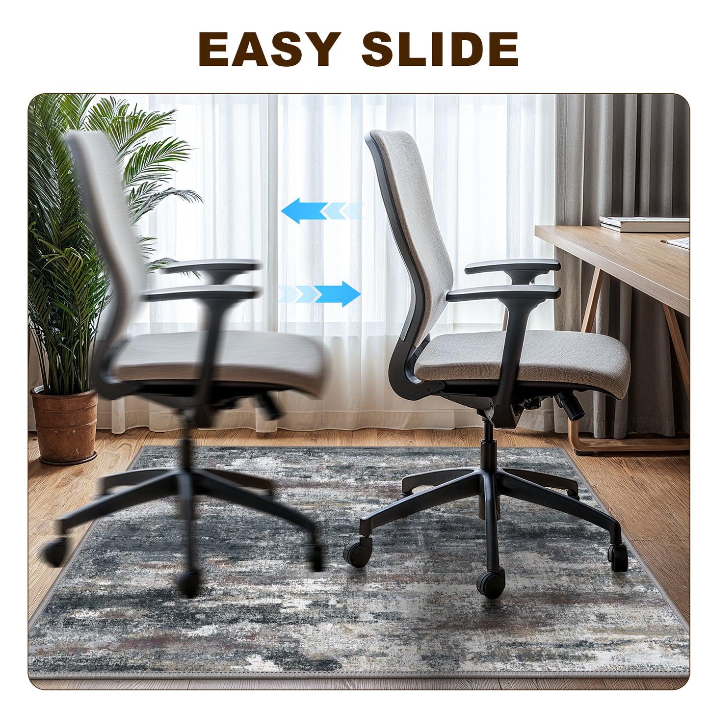 KUETH Protective Flooring Office Chair Mat for Hardwood Floor and Tile Floor, Heavy Duty Desk Chair Mat for Carpets, Anti Slip Office Floor Mats for Rolling Chairs, Low Pile Under Desk Rug