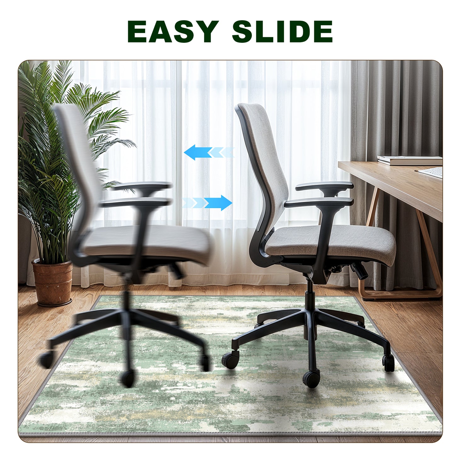KUETH Protective Flooring Office Chair Mat for Hardwood Floor and Tile Floor, Heavy Duty Desk Chair Mat for Carpets, Anti Slip Office Floor Mats for Rolling Chairs, Low Pile Under Desk Rug