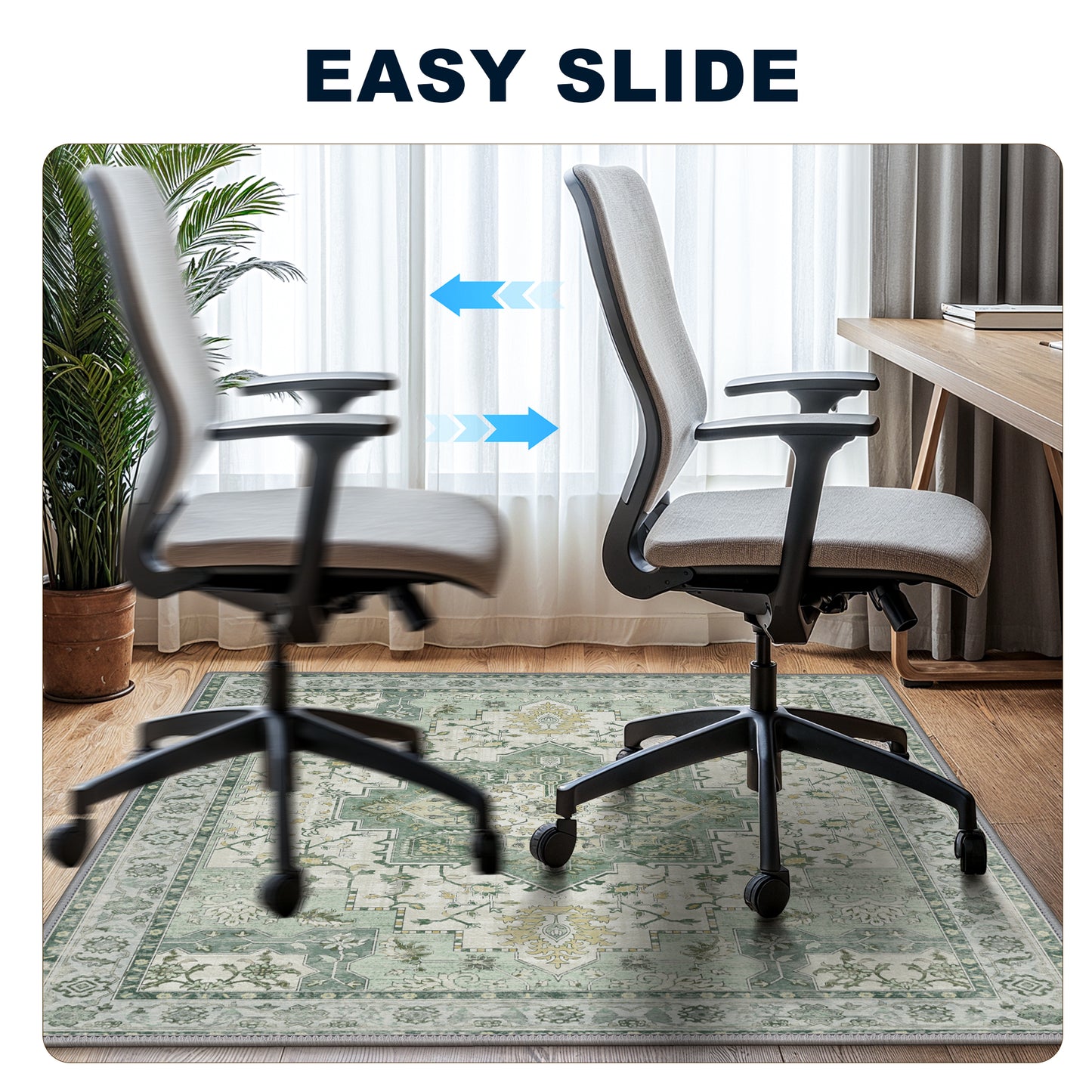 KUETH Protective Flooring Office Chair Mat for Hardwood Floor and Tile Floor, Heavy Duty Desk Chair Mat for Carpets, Anti Slip Office Floor Mats for Rolling Chairs, Low Pile Under Desk Rug