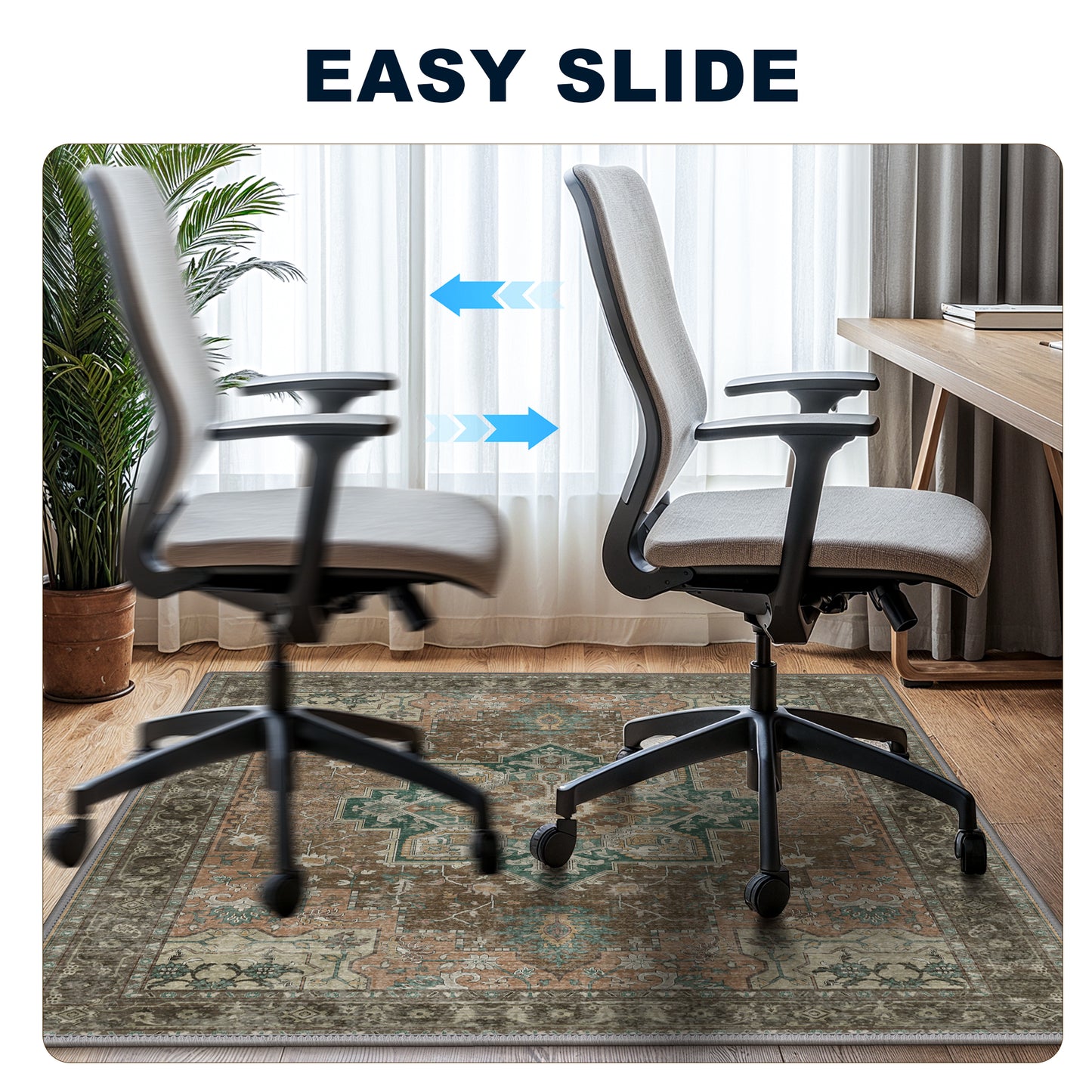 KUETH Protective Flooring Office Chair Mat for Hardwood Floor and Tile Floor, Heavy Duty Desk Chair Mat for Carpets, Anti Slip Office Floor Mats for Rolling Chairs, Low Pile Under Desk Rug