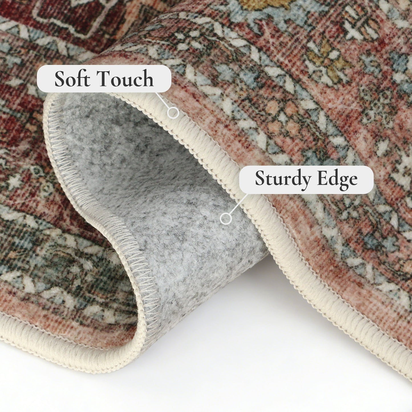 KUETH  Area Rugs Machine Washable Rugs for Living Room, Non Slip Throw Rug with Rubber Backing, Rug for Entryway、Bedroom、Kitchen、Floor and Dining Room