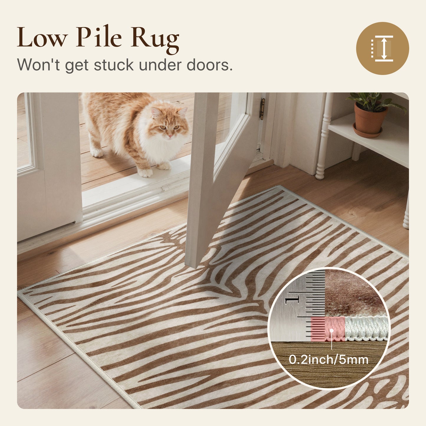 KUETH 8x10 Zebra Area Rugs Machine Washable Rugs for Living Room, Non Slip Flat Pile Rug with Rubber Backing, Modern Rug for Entryway Bedroom Dining Room Home Office