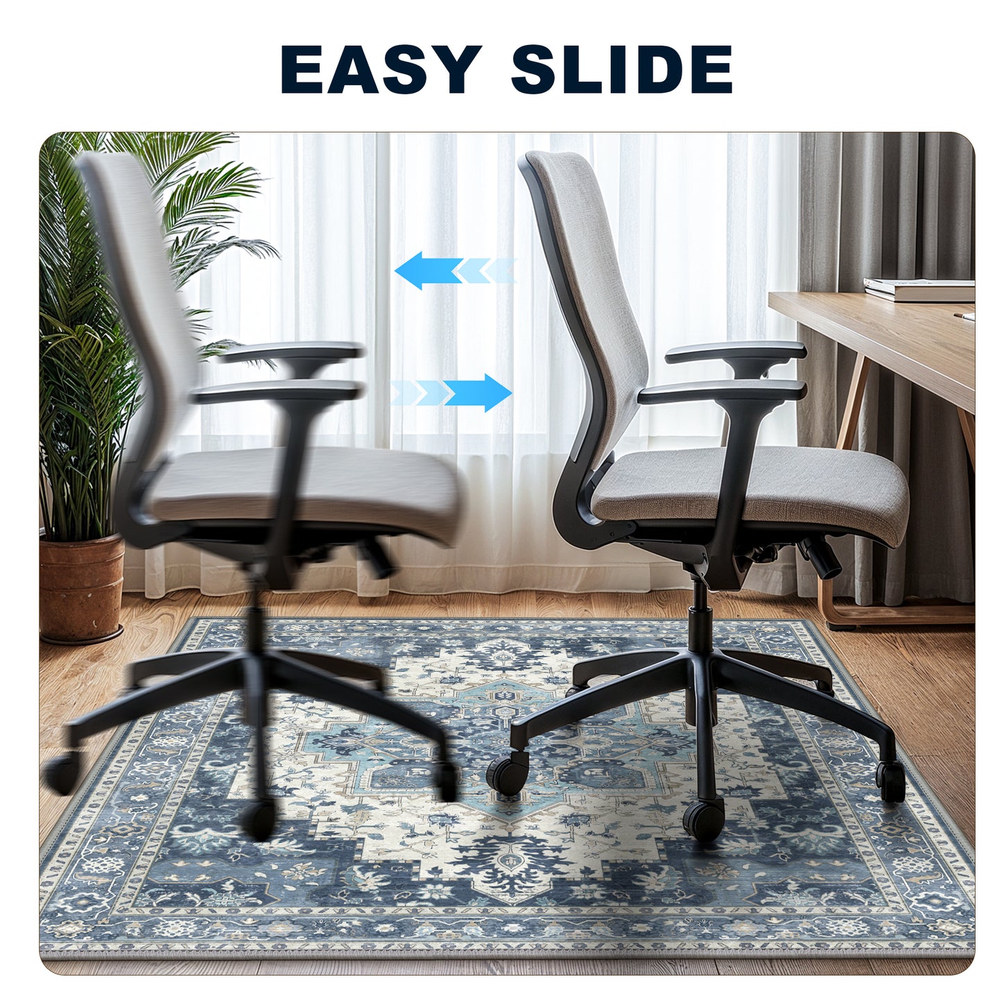 KUETH Protective Flooring Office Chair Mat for Hardwood Floor and Tile Floor, Heavy Duty Desk Chair Mat for Carpets, Anti Slip Office Floor Mats for Rolling Chairs, Low Pile Under Desk Rug