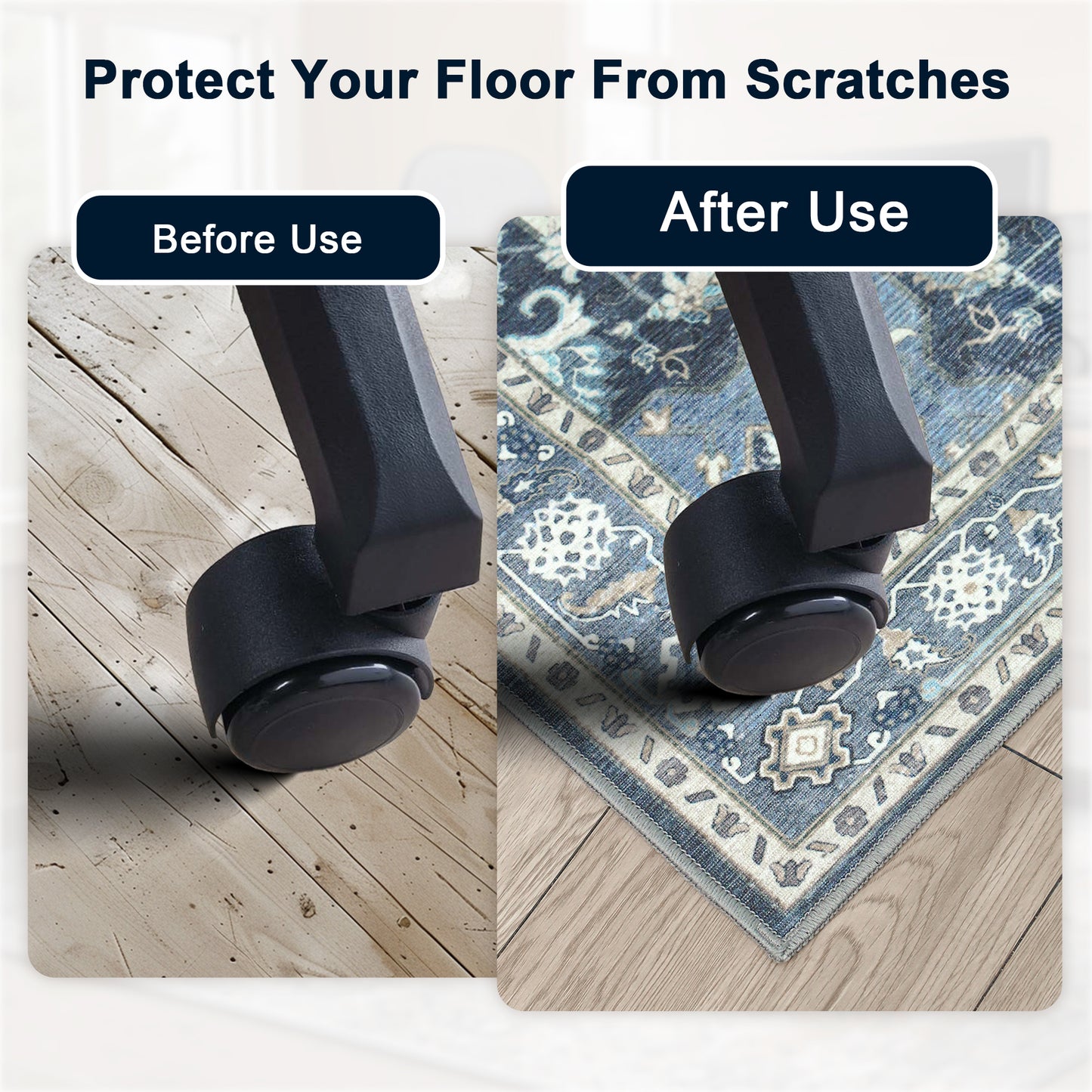 KUETH Protective Flooring Office Chair Mat for Hardwood Floor and Tile Floor, Heavy Duty Desk Chair Mat for Carpets, Anti Slip Office Floor Mats for Rolling Chairs, Low Pile Under Desk Rug