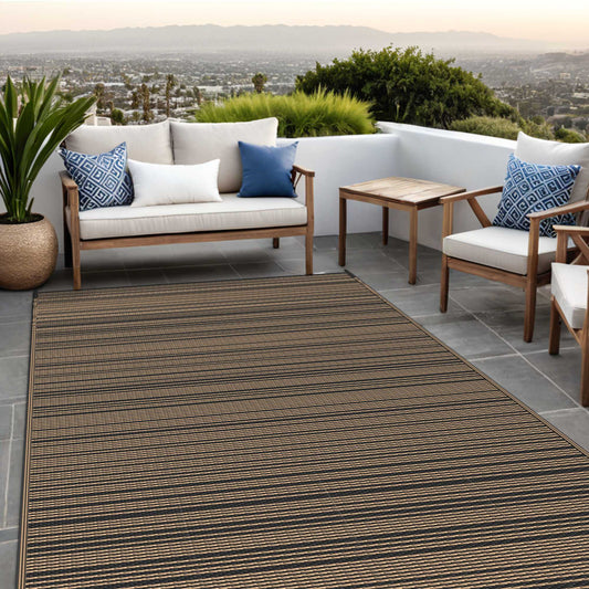 KUETH 9'x 12' Outdoor Waterproof Rug Camping Mat Patio Carpet,Black&Brown