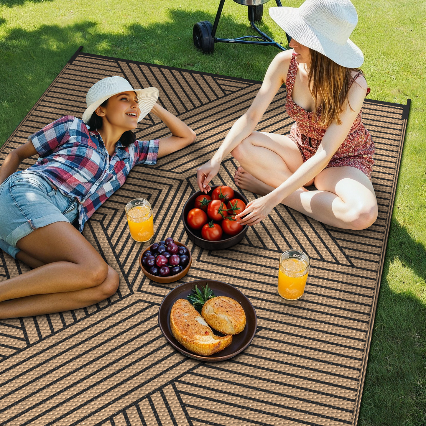 KUETH 5'x 8'Outdoor Plastic Rug Foldable Waterproof UV Resistant Outdoor Patio RV Deck Rug