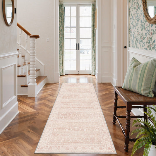 KUETH Non Slip Hallway Runner Rug, Machine Washable Vintage Low Pile Rugs for Living Room, Entryway, Bedroom, Kitchen and Corridor