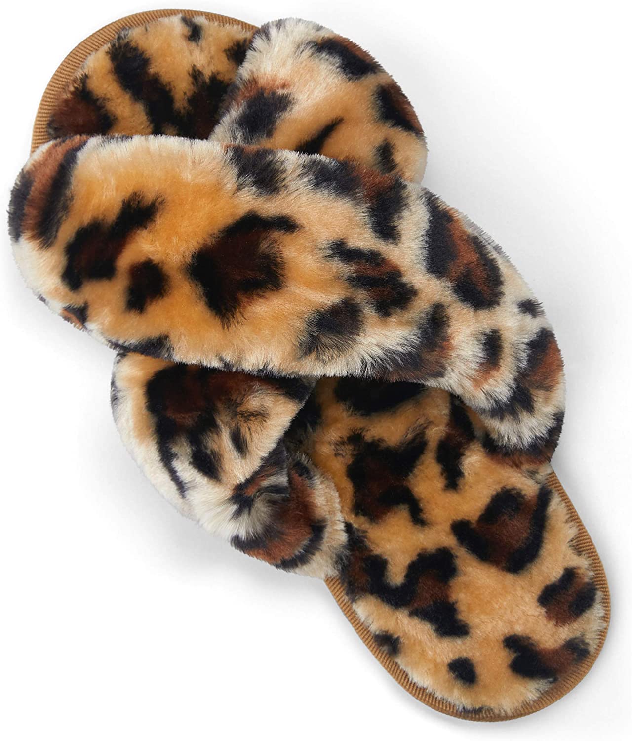 Women's Cross Band Slippers Soft Plush Furry | VEPOSE